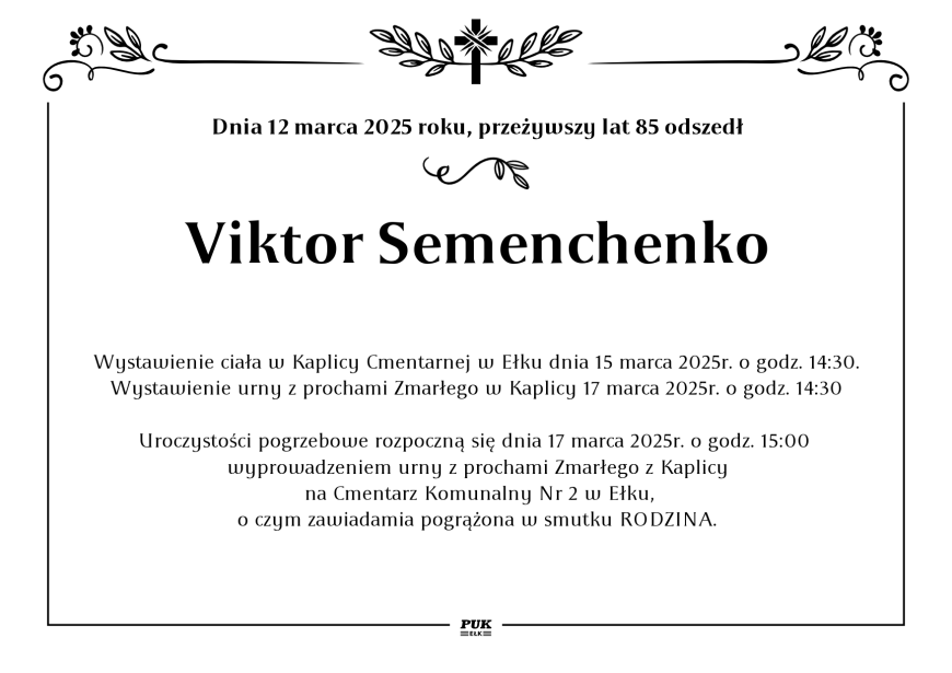 Viktor Semenchenko - nekrolog
